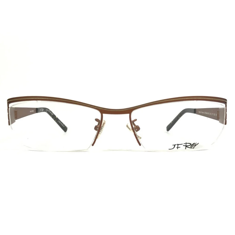 J.F. Rey Eyeglasses Frames JF2564 9010 Brown Rectangle Semi Rim 55-17-120